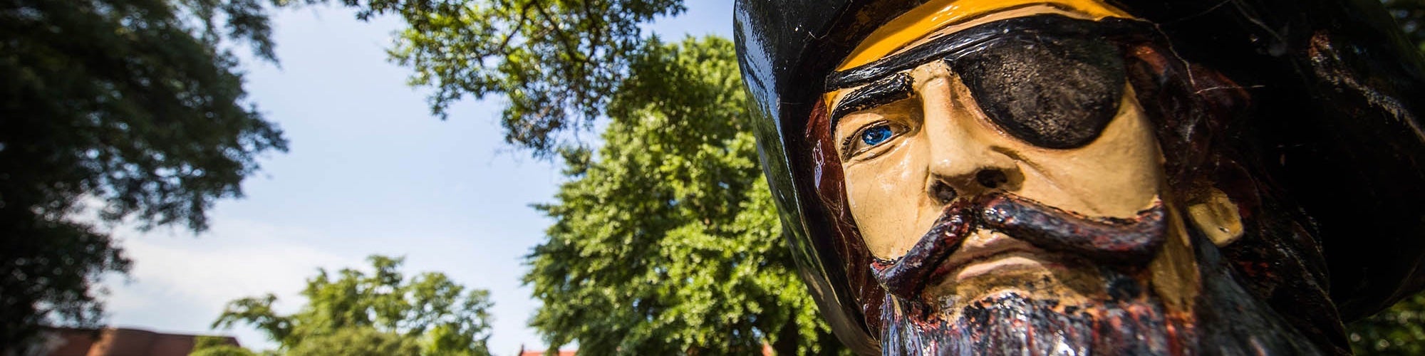 Photo of Closeup of Pirate Statue on Campus