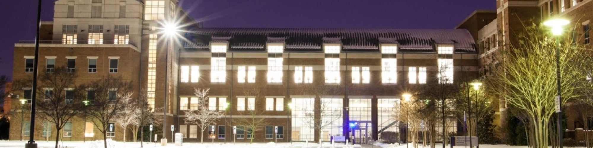 Laupus Library at Night in the Snow